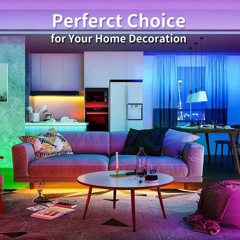 Fita LED colorida com app e controle, detalhe 2